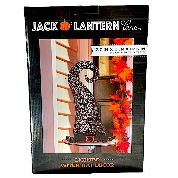 Jack O’Lantern Lane LED Halloween Lighted Witch Hat Indoor Outdoor Figurine NWT - Picture 1 of 11